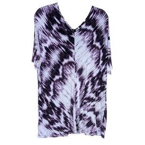 Cynthia Rowley Boho Tunic Top Size 1X Purple & White Abstract Print